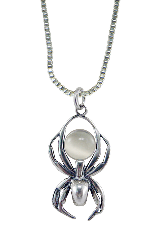 Sterling Silver Friendly Little Spider Pendant With White Moonstone